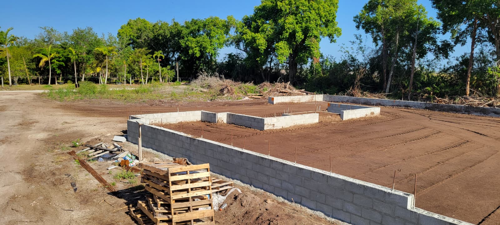 Prepared slab area before concrete and block work