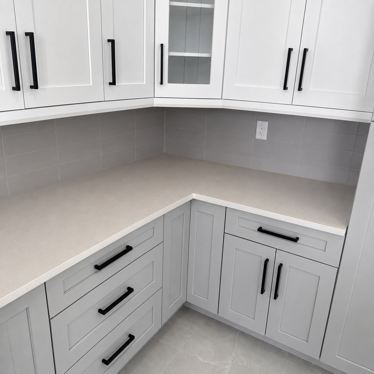 Finished kitchen cabinets with new countertops